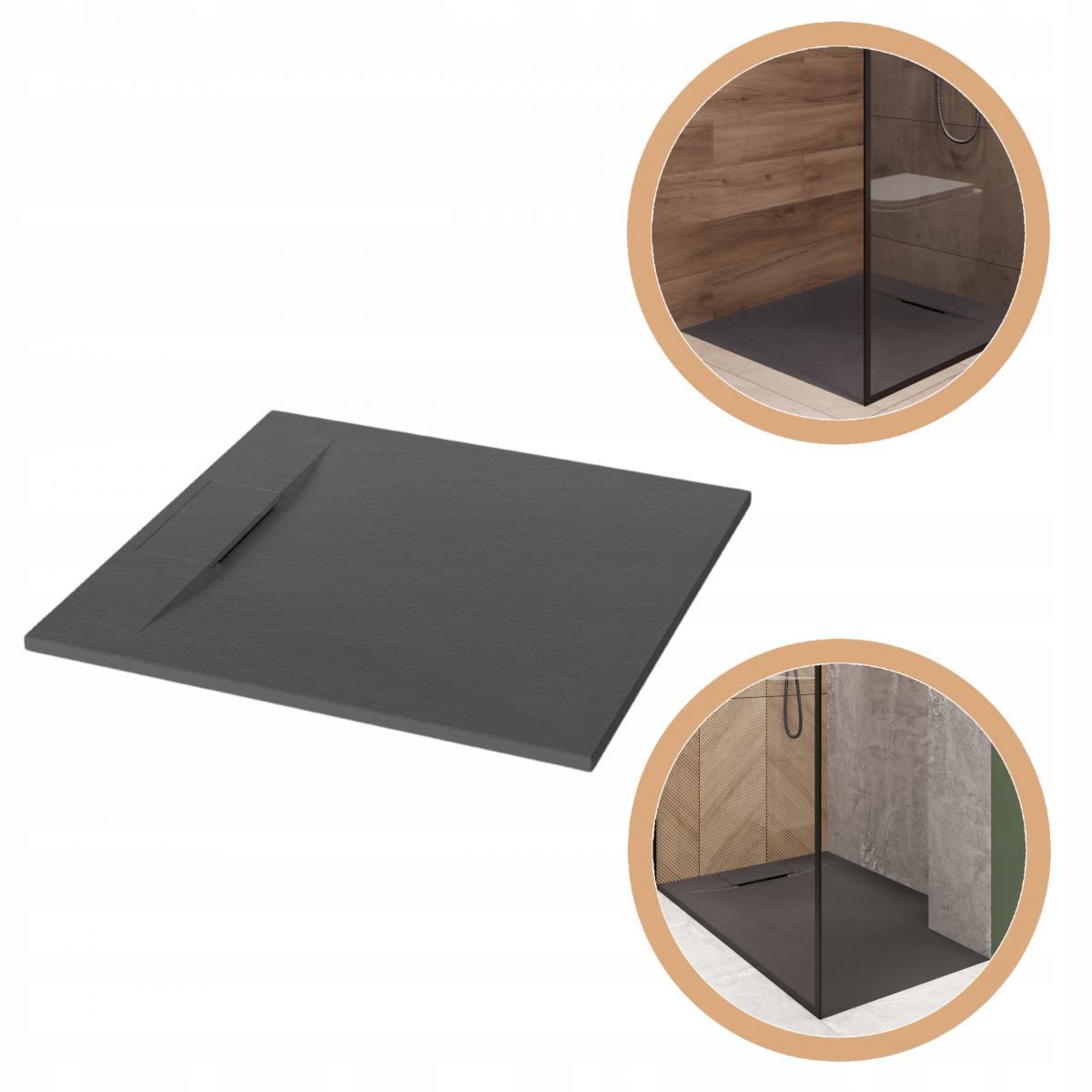 BRODZIK PRYSZNICOWY KWADRATOWY ALVERO INVENA TREND, 90X90 CM CZARNY