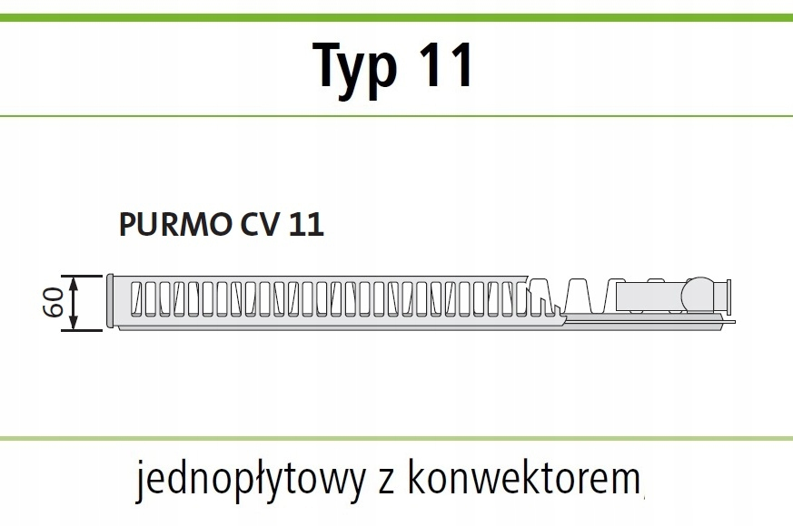 Grzejnik PURMO V 11 450x3000 dolny PRAWY ANTRACYT