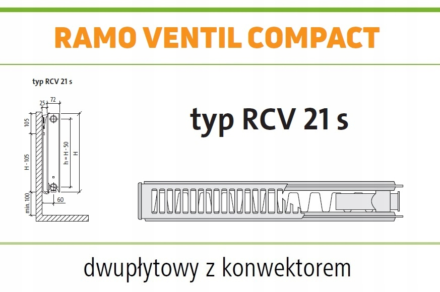 PURMO RAMO RCV21 300x1200 V 21 Lewy ANTRACYT