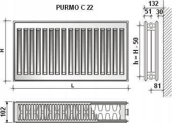 Grzejnik PURMO C 22 550x800 boczny