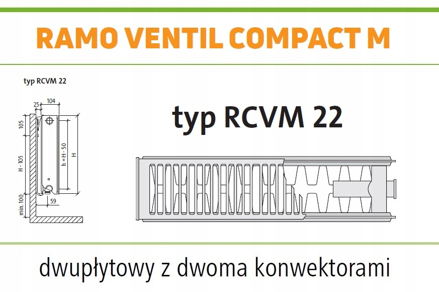 PURMO RAMO RCVM22 300x3000 CVM 22 Środkowy GRAFIT