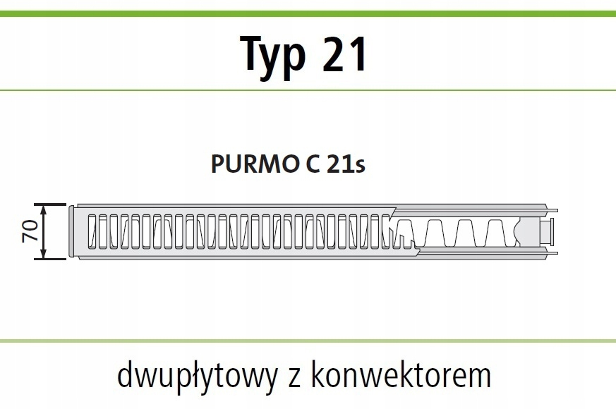 Grzejnik PURMO C 21 550x500 boczny CZARNY RAL