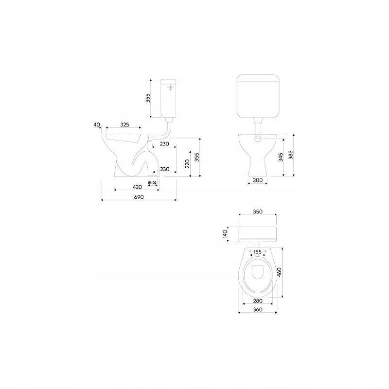 Miska ustępowa GEBERIT Idol stojąca lejowa odpływ poziomy 36 x 46 cm biała