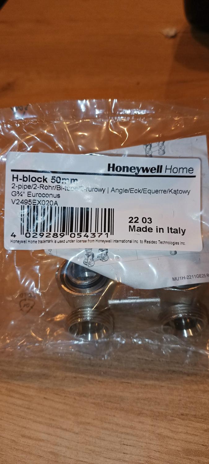 HONEYWELL HOME Zawór podwójny, kątowy, 2-rur. z odcięciem, 3/4