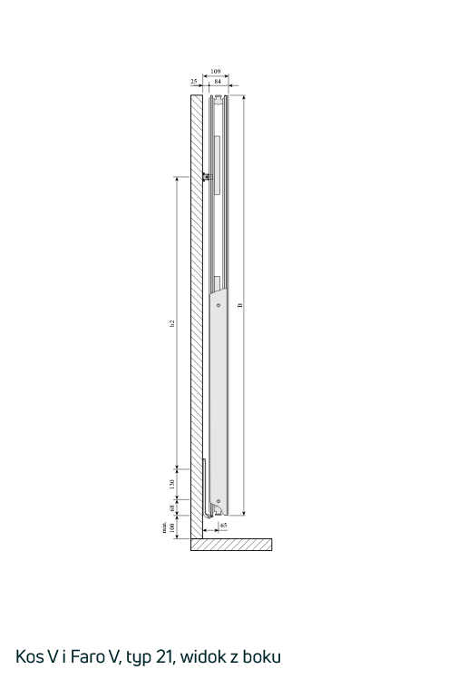 Polski grzejnik dekoracyjny PURMO Faro V21 1800x300 pionowy moc: 955W