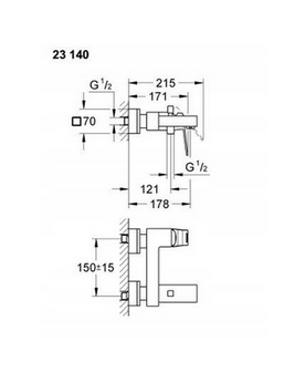 GROHE Eurocube jednouchwytowa bateria wannowa