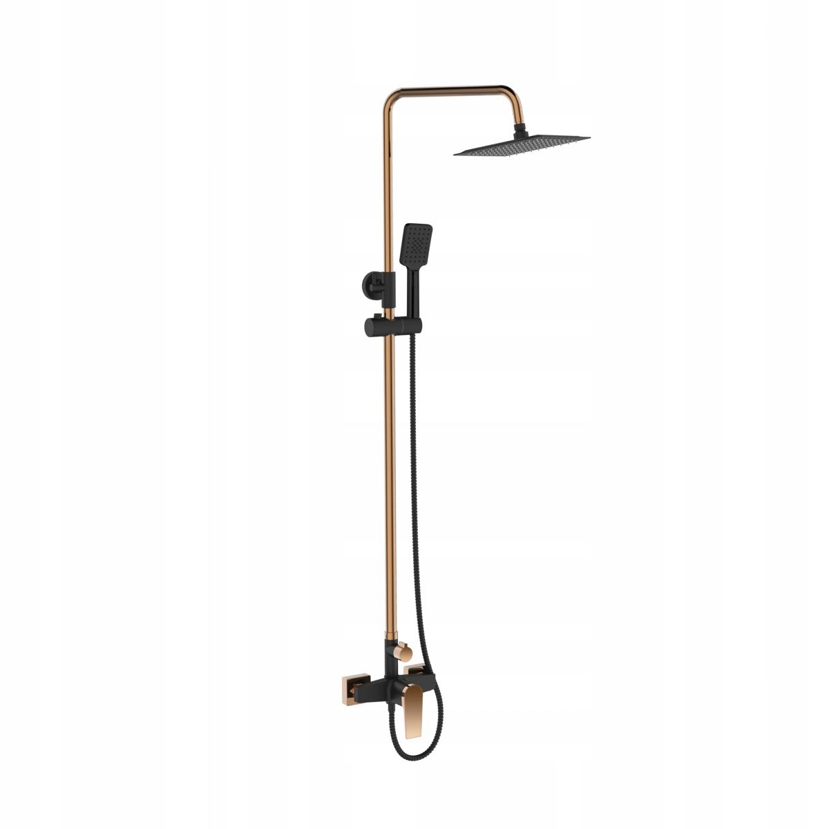 INVENA DESZCZOWNIA Z BATERIĄ NATRYSKOWĄ MIDNIGHT BLACK/GOLD ROSE