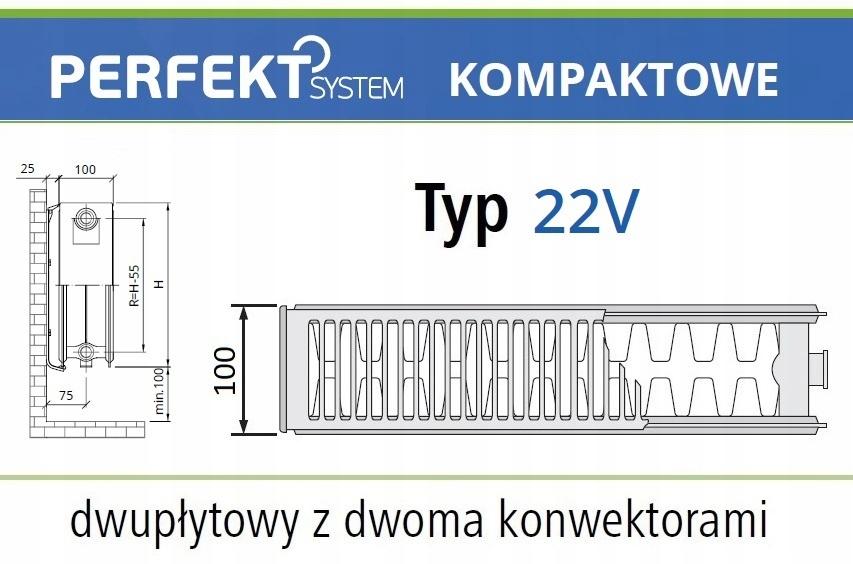 Polski grzejnik stalowy PERFEKT SYSTEM CV22 500x400 V 22 Dolny 48h