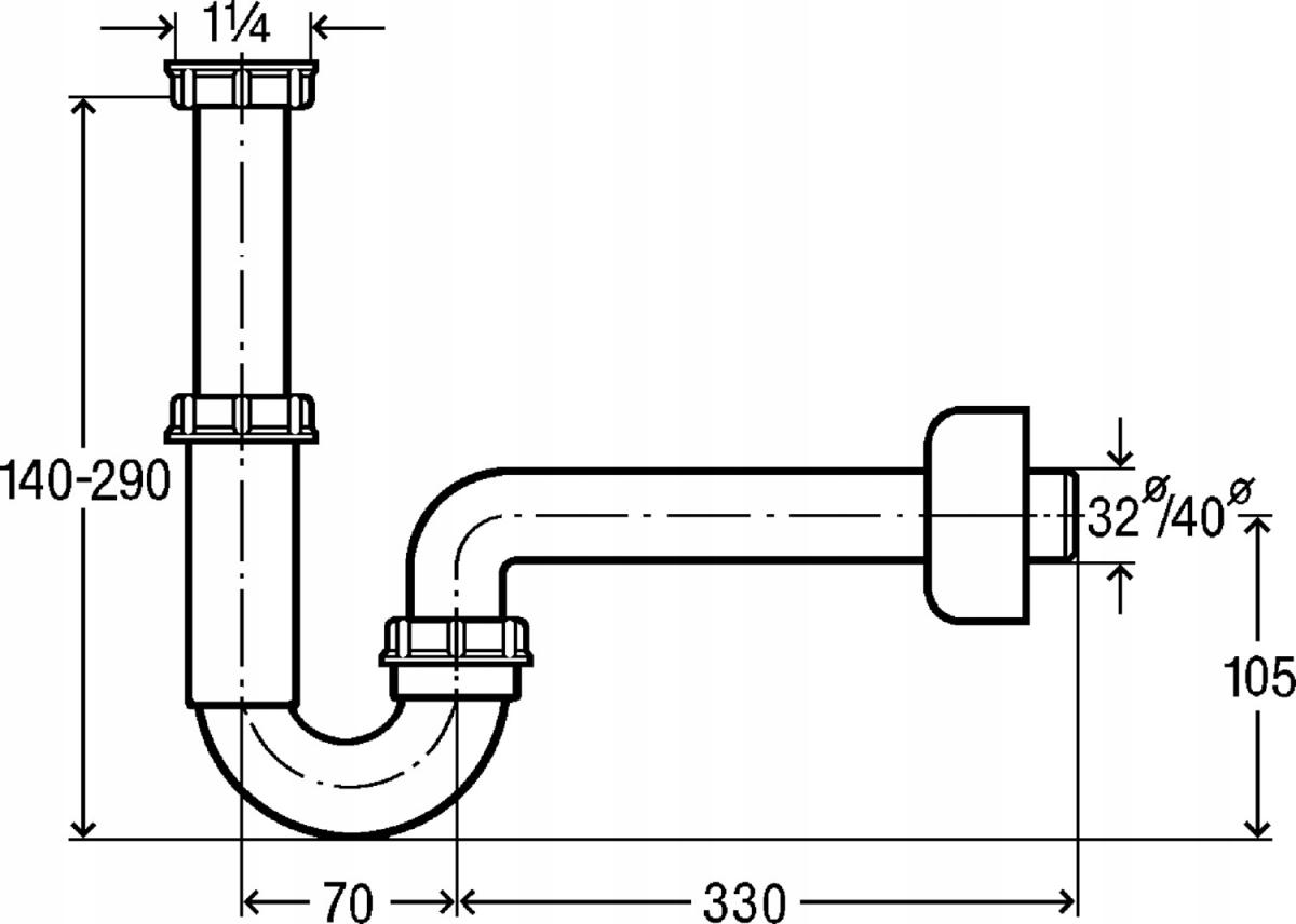 Syfon rurowy 5/4 x 32 tworzywo sztuczne / biały