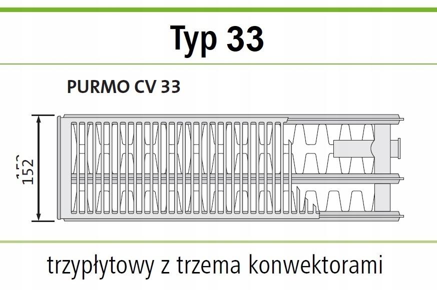 Grzejnik stalowy PURMO V 33 900x1600  dolny 48h