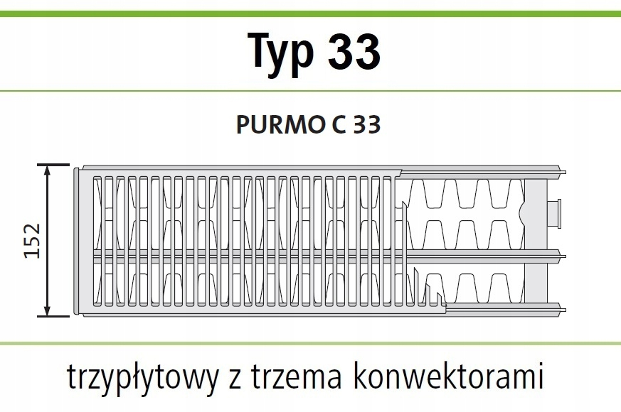 Grzejnik PURMO C 33 400x700 boczny CZARNY RAL