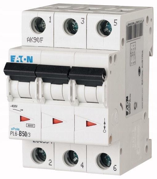 EATON Wyłącznik nadprądowy 6kA PL6-B50/3