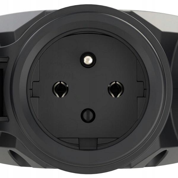 Rozgałęziacz potrójny Taurus2 16A 2 P+Z 250V z bolcem + zatyczka, gumowy IP
