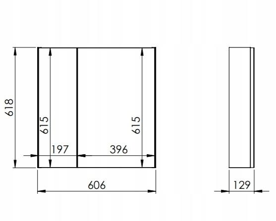 Szafka z lustrem 606 x 129 x 618 mm ROCA Basic 60 2D