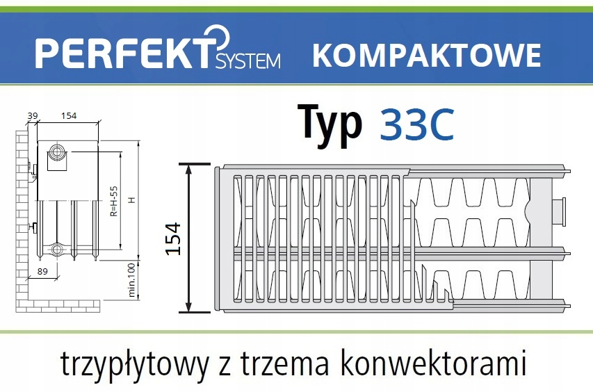 GRZEJNIK PERFEKT C33 400x1800 C 33 Boczny