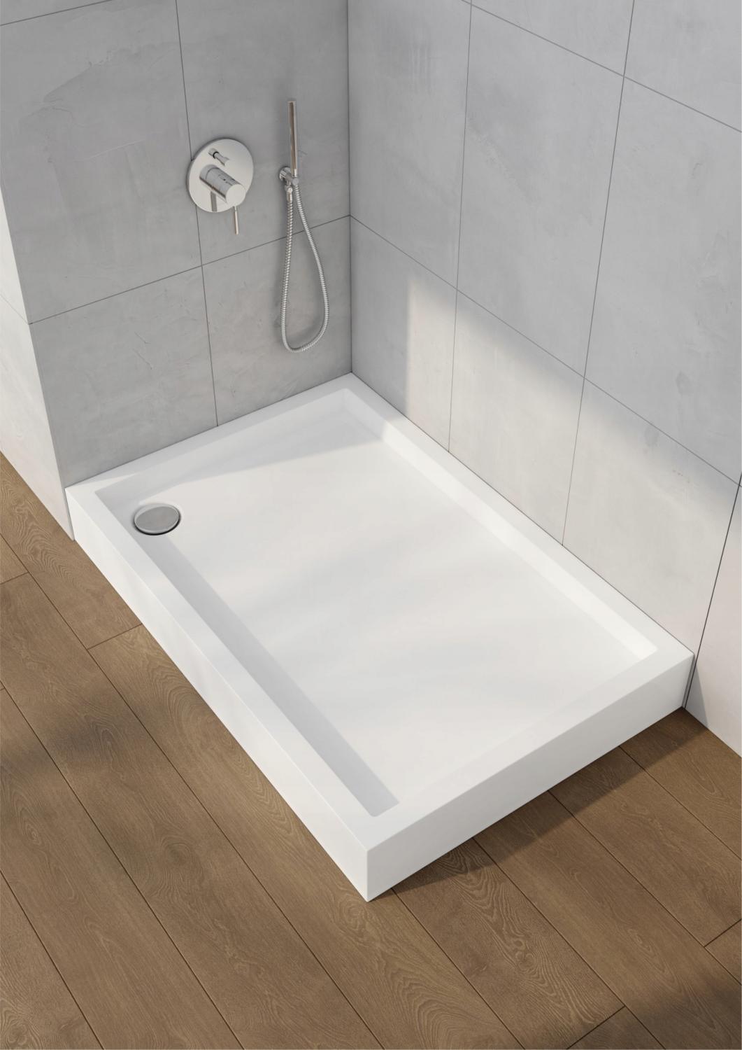 Brodzik akryl Medium z podbudową Stabilsound i panelem Smooth White 90x120