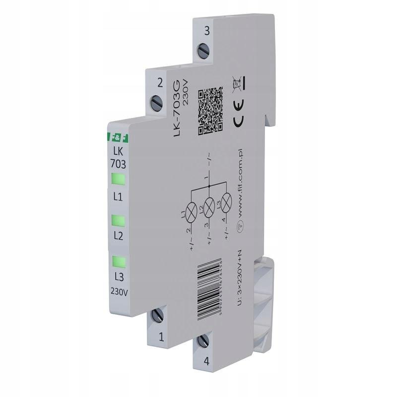 F&F Lampka kontroli zasilania 3xLED zielona, slim 1/3 modułuLK-703G