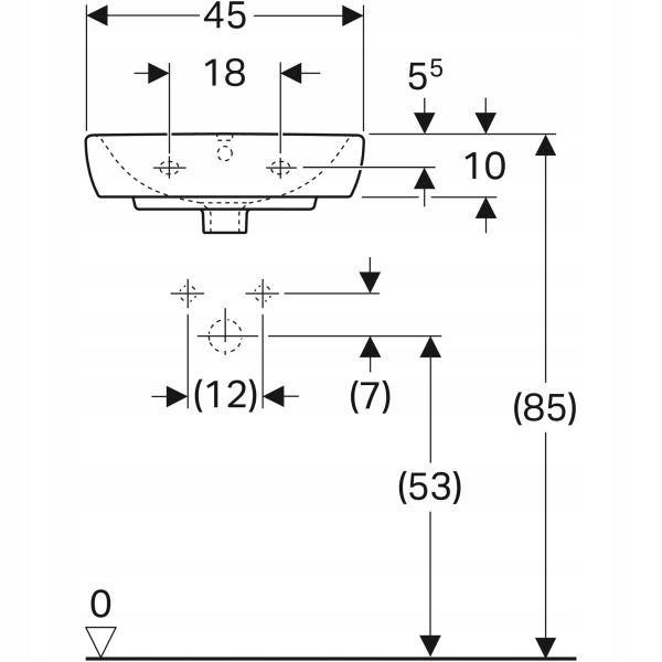 Umywalka kompaktowa Selnova Square B45 cm, H16 cm, T35 cm, z przelewem, z o
