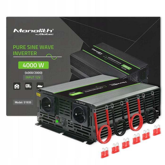 Przetwornica napięcia Monolith | 2000W | 4000W | 12V na 230V | Czysty Sinus