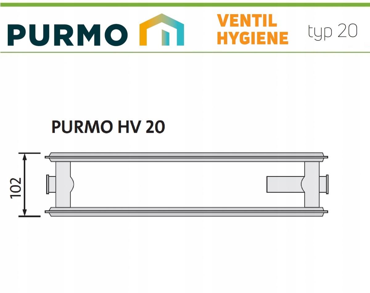 Polski grzejnik stalowy PURMO HV 20 600x1000 HIGIENICZNY 1085W Dolny 48h