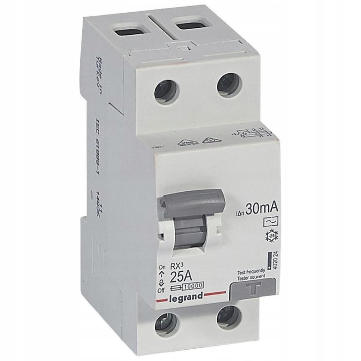 LEGRAND Wyłącznik różnicowoprądowy RX3 2P 25A 30MA TYP AC