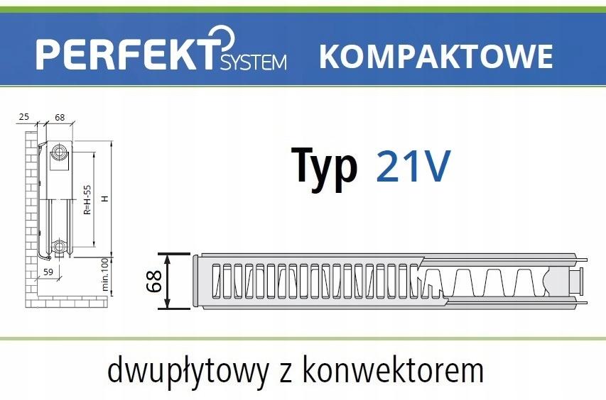 Polski grzejnik stalowy PERFEKT SYSTEM CV21 600x600 V 21 Dolny 48h