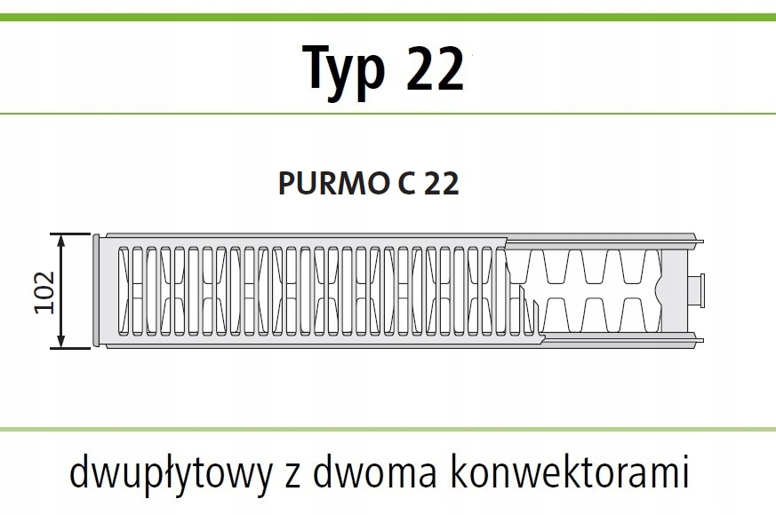 Grzejnik PURMO C 22 400x1000 boczny