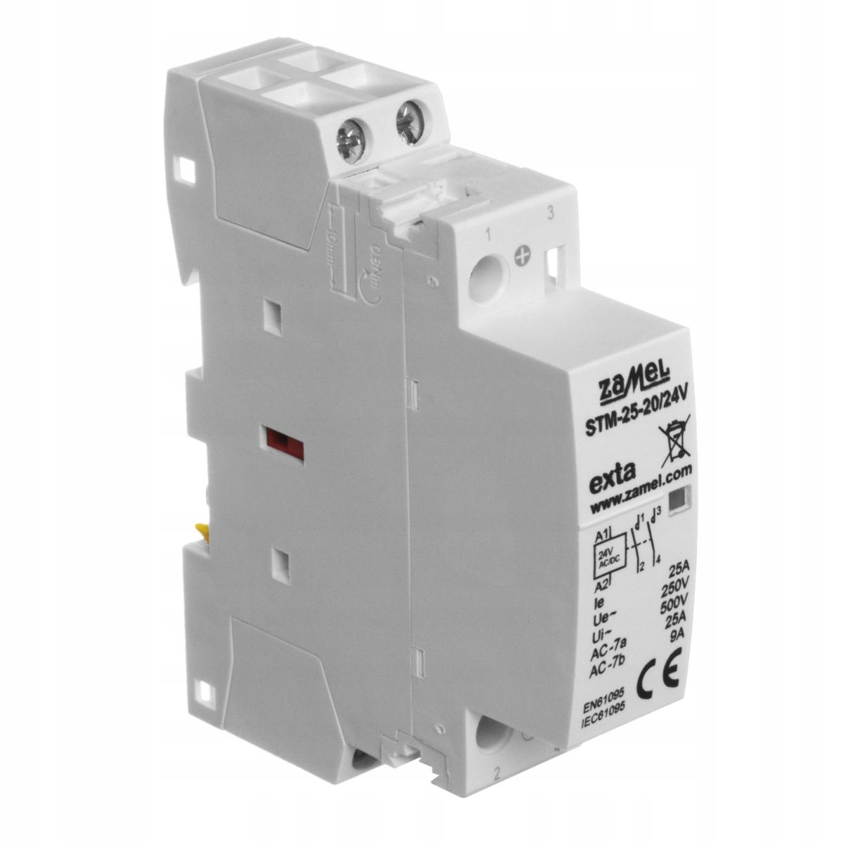 ZAMEL Stycznik modułowy instalacyjny 25A, 2xNO, 24V AC/DC STM-25-20/24V