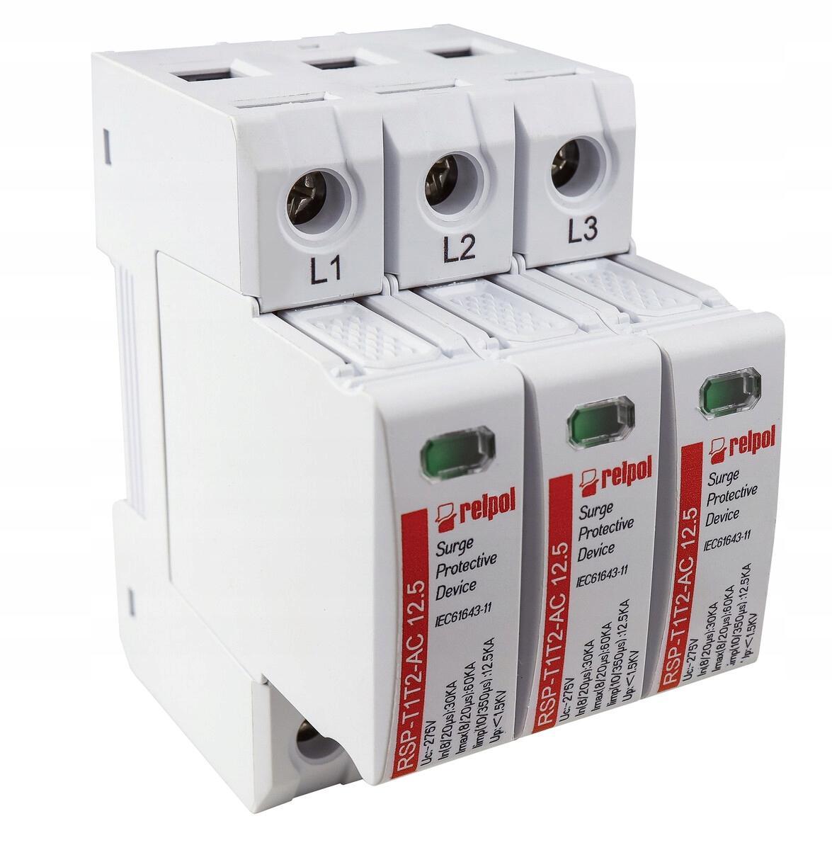 Ogranicznik przepięć typ T1+T2, biegun 3+NPE, Limp: 12,5 kA (10/350), In: 3