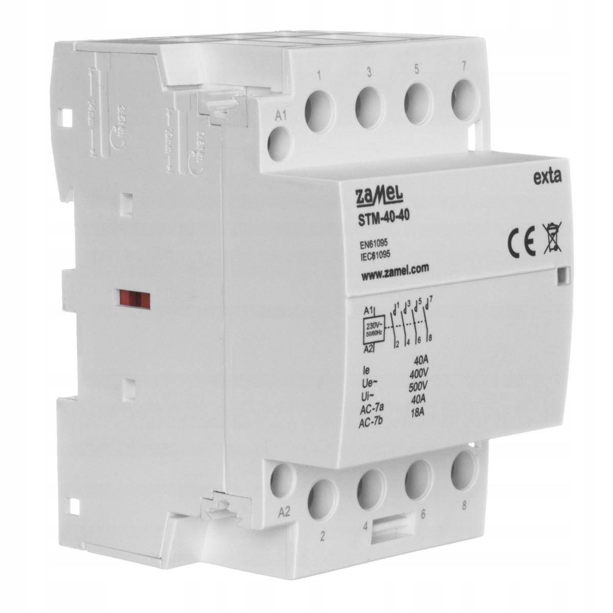 ZAMEL Stycznik modułowy instalacyjny 40A, 4xNO, 230V AC STM-40-40