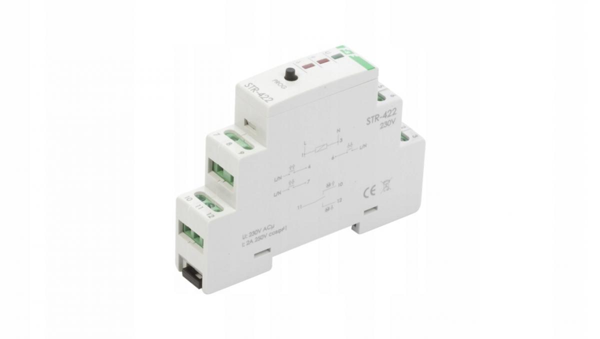 F&F Sterownik rolet STR-422 jednoprzyciskowy, Un=230V AC, 8A, 1 moduł