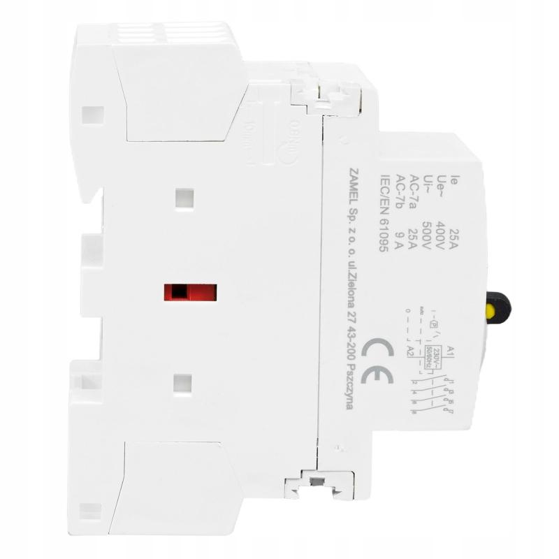 Stycznik modułowy ze sterowaniem ręcznym, instalacyjny 25A, 4xNO, 230V AC S