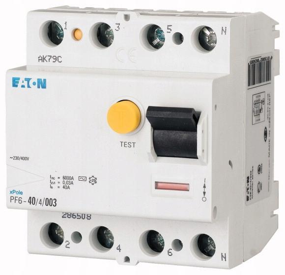EATON Wyłącznik różnicowoprądowy 6kA PF6-40/4/01