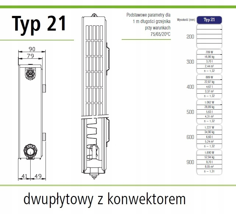 STELRAD PLANAR CV21 400x2800 V 21 typ PLAN Lewy