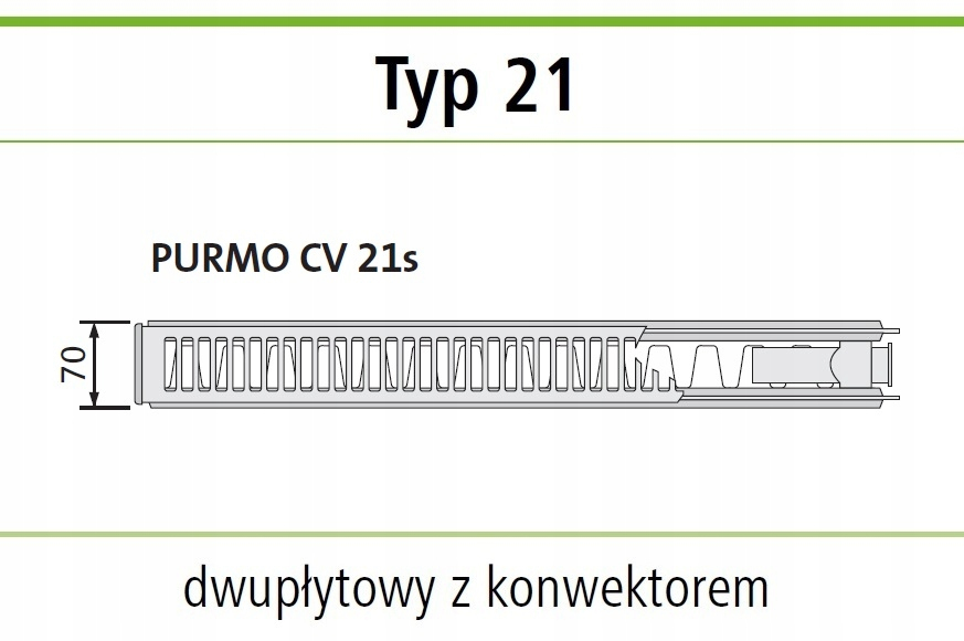 Grzejnik PURMO V 21 300x2300 dolny UNIWERSALNY ANTRACYT