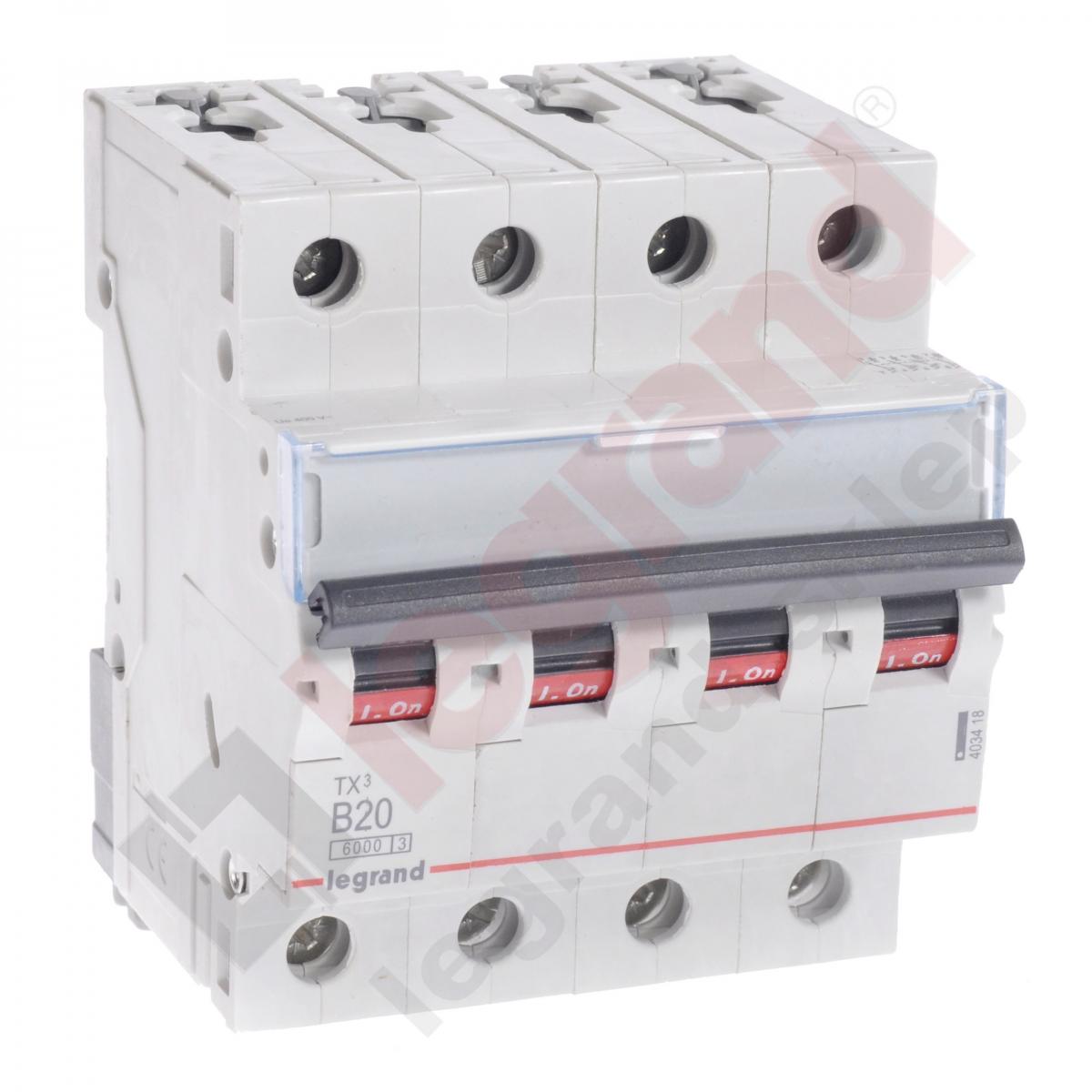 LEGRAND Wyłącznik nadprądowy S 304 4P B 20A 6000A TX3