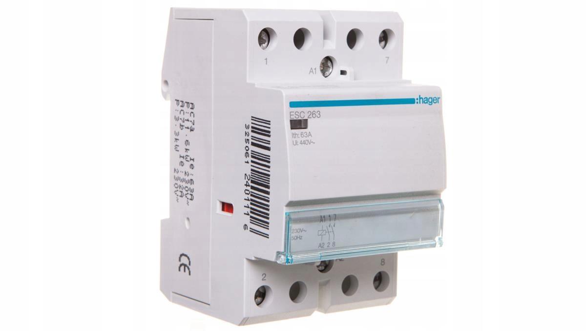 HAGER Stycznik 230VAC 2NO 63A AC-7a/b