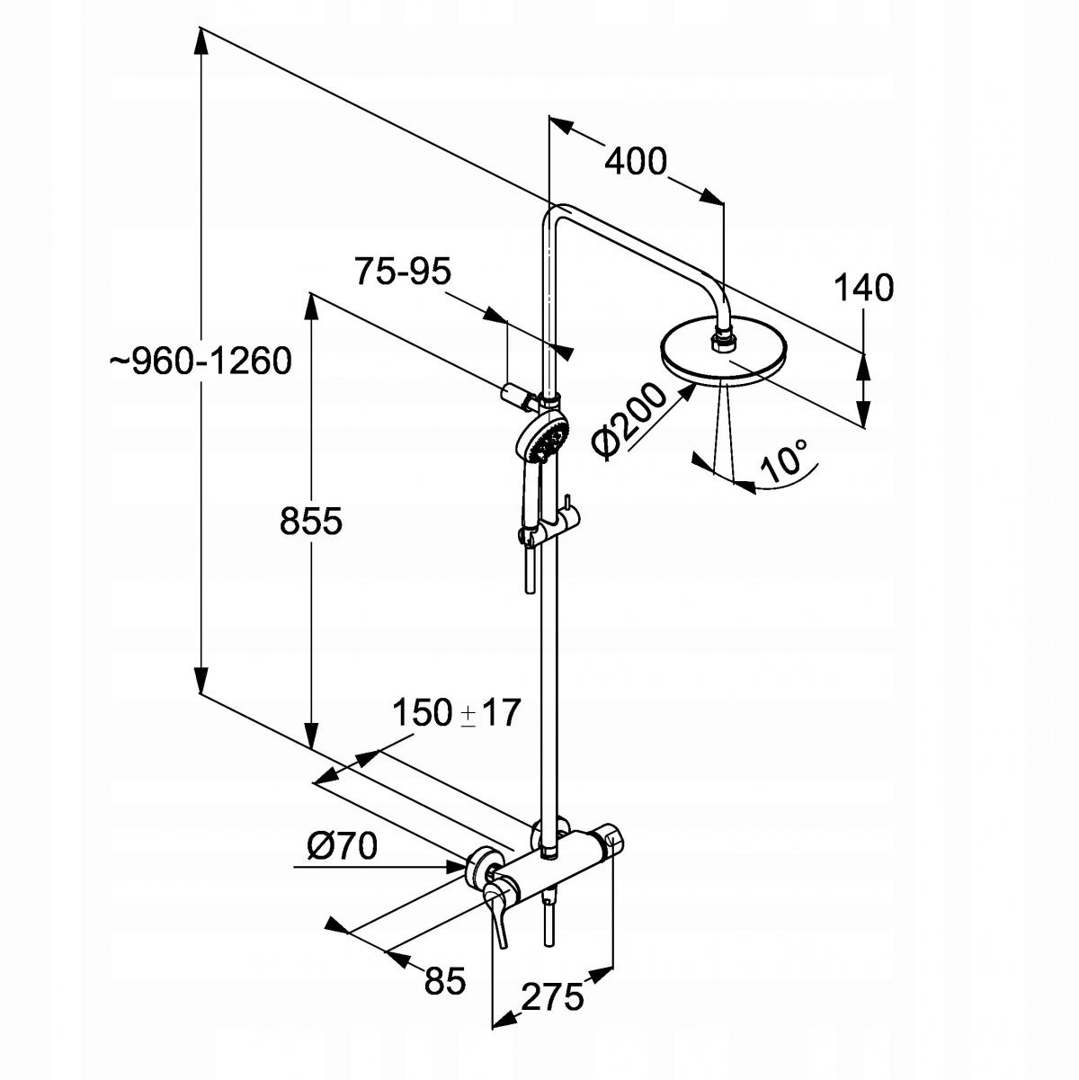 Zestaw prysznicowy naścienny KLUDI LOGO DUAL SHOWER SYSTEM chrom
