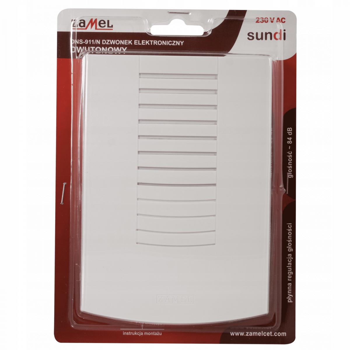 ZAMEL Dzwonek dwutonowy elektroniczny, DNS-911/N 230V, biały