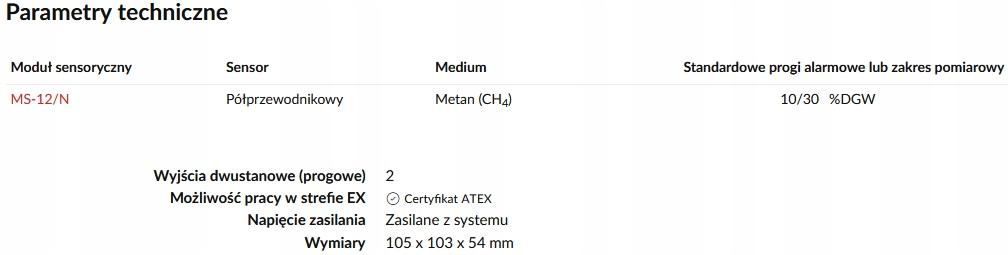 Detektor gazu ziemnego metan, 10/30% DGW, obudowa AL, wykonanie F4-C, senso