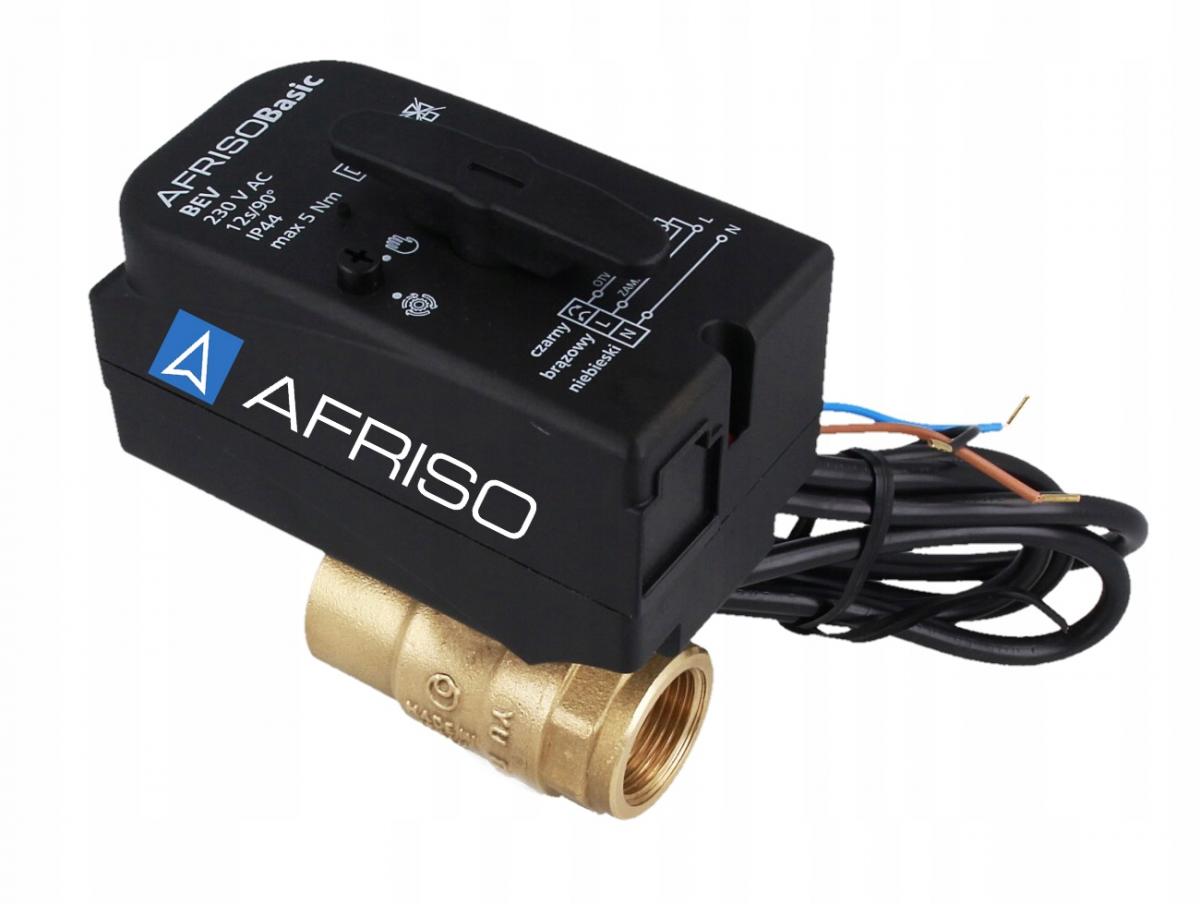 AFRISO Zawór kulowy z siłownikiem, NC AFRISO BEV DN 15 10 bar 230 V