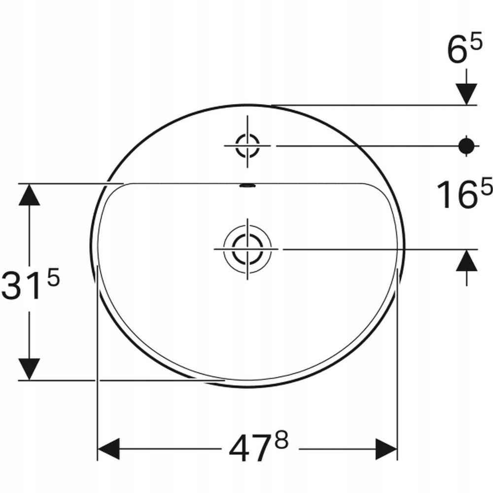 Umywalka Variform wpuszczana w blat, owalna, B50 cm, H17.8 cm, T45 cm, z pr