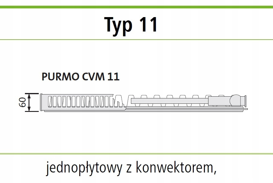 Grzejnik PURMO VM 11 500x2600 dolny ŚRODKOWY ANTRACYT