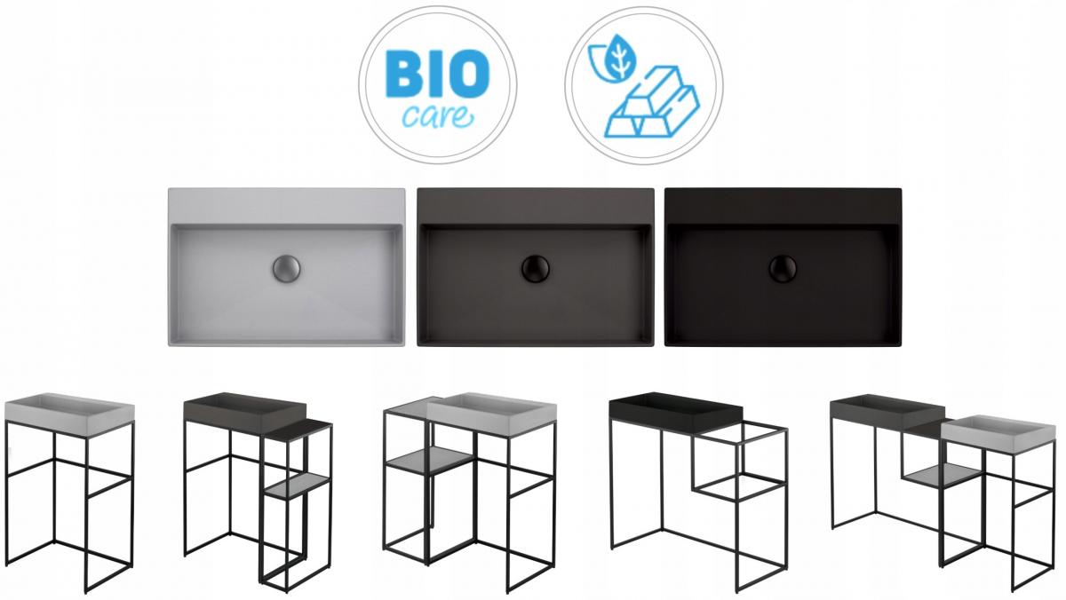 DEANTE Umywalka granitowa nablatowa - 60x40 cm Correo, antracyt metalik