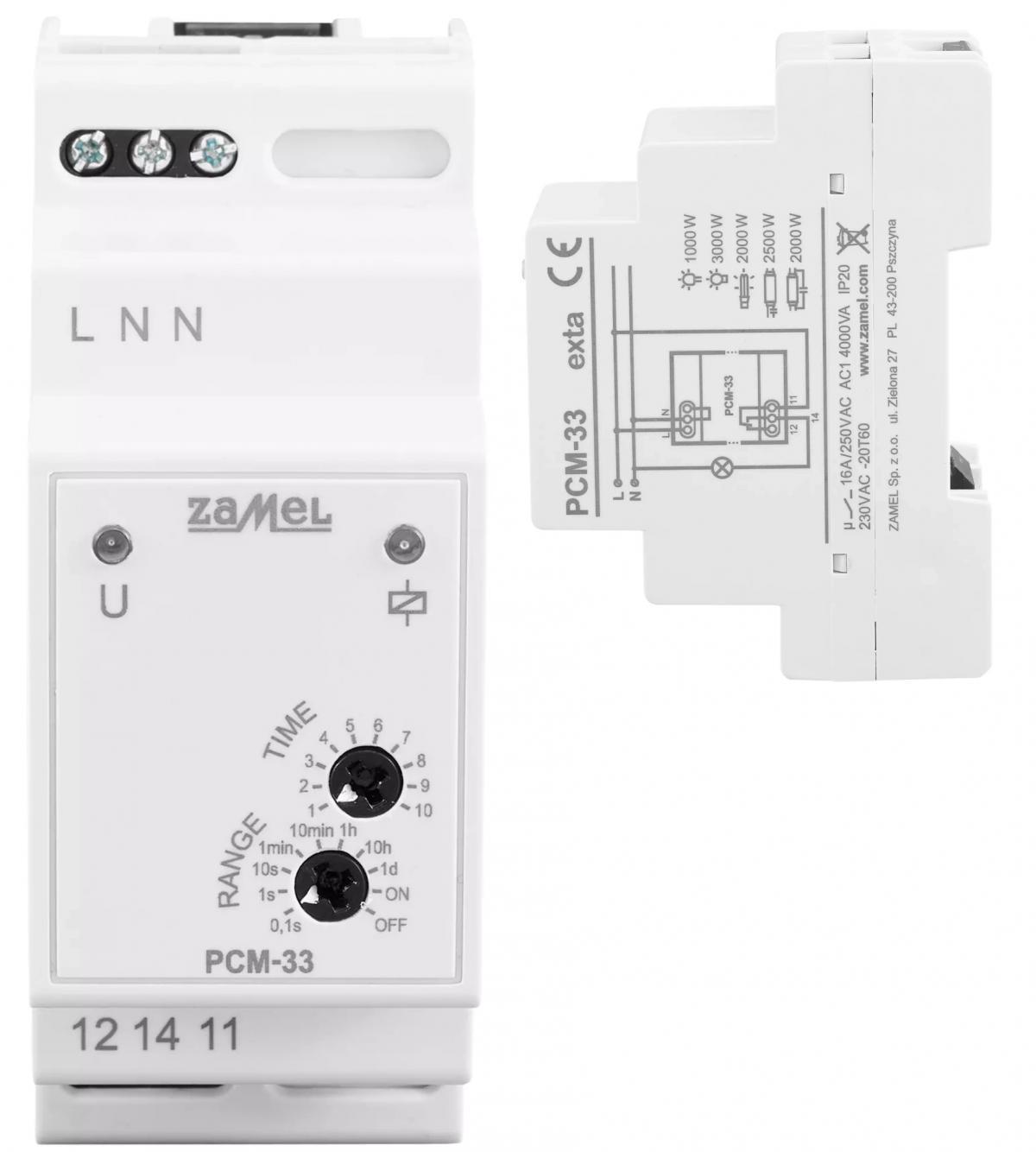 Przekaźnik czasowy przełączany w zerze praca naprzemienna 230V AC PCM-33