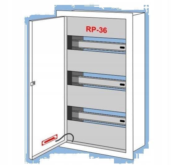 Rozdzielnica podtynkowa RP-36-P, miejsce na 36 zabezpieczeń typu s. IP 30