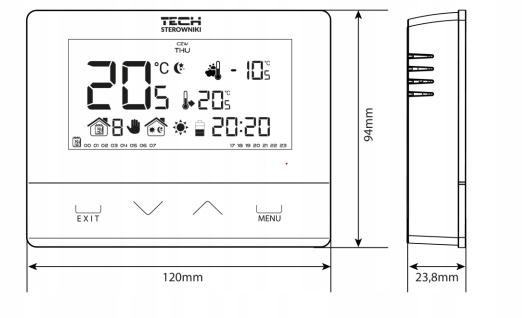 Regulator pokojowy dwustanowy przewodowy TECH ST-294 v3 biały