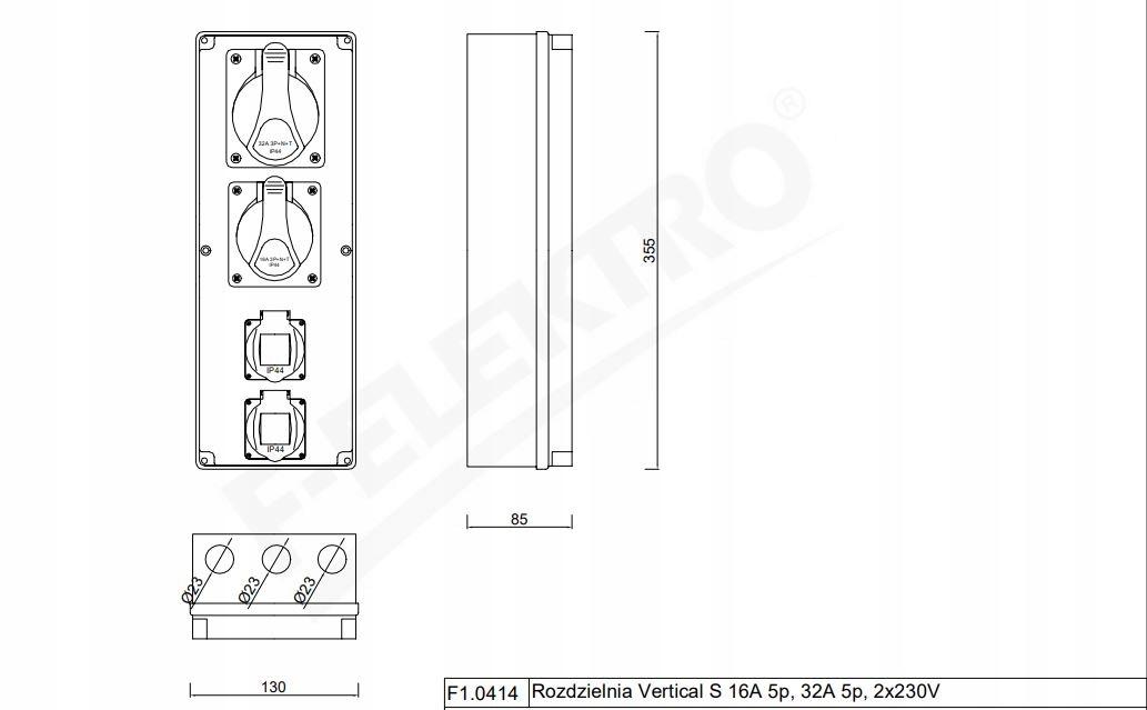 ONNLINE Rozdzielnica Vertical S 16/5, 32/5, 2x230V ONNLINE POWER