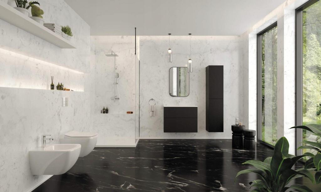 Deszczownica z baterią prysznicową TUBO chrom 1-funkcyjna mieszaczową