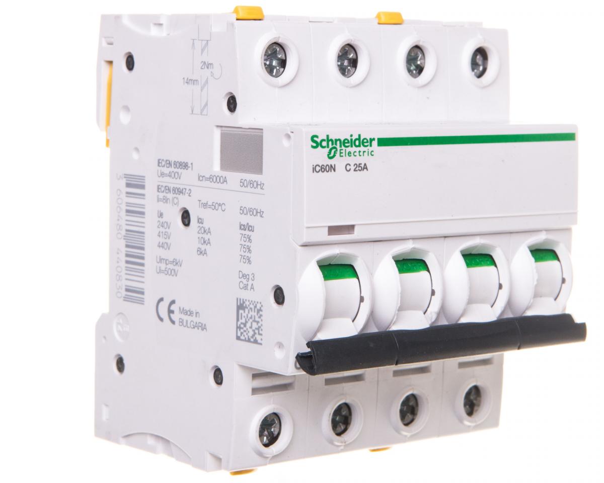 SCHNEIDER ELECTRIC Wyłącznik nadprądowy iC60N-C25-4 C 25A 4-biegunowy